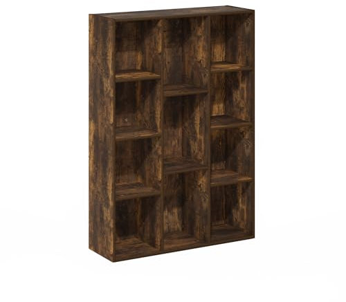 Furinno Luder 11-Cube Wende-Bücherregal mit offenem Regal, Bernsteinkiefer