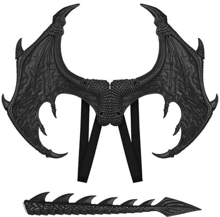Halloween Dragon Costume Wing Dinosaur Tail Children's Fancy Dress Up Clothes Carnival Cosplay Demon Dragon Animal Wing Tail Accessory Kids Boys Girls Stage Performance Props Pretend Party Decorations
