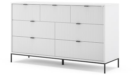 Vicco Sideboard Eliza, Kommodenschrank, Weiß, 140 x 81 cm mit 7 Schubladen