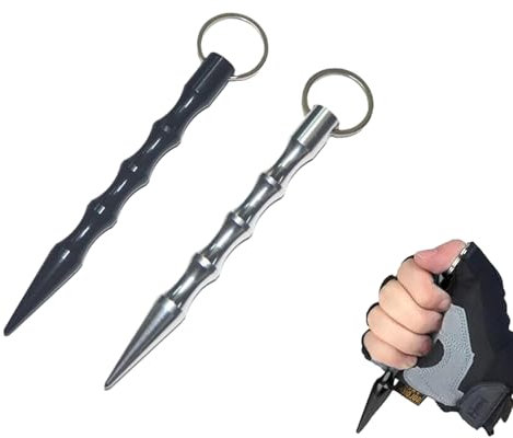 Xuigort 2 Stück Self Defense Weapons, Schlüsselanhänger Selbstverteidigung Selbstverteidigung Emergency Hammer, Selbstverteidigung Waffen Legal Selbstverteidigung Frauen, Silver und Schwarz