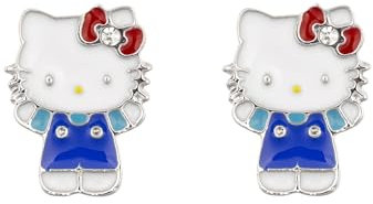 Hello Kitty Mädchen-Ohrstecker aus Sterlingsilber mit Silhouettenausschnitt, Einheitsgröße, Sterling Silber, Kein Edelstein