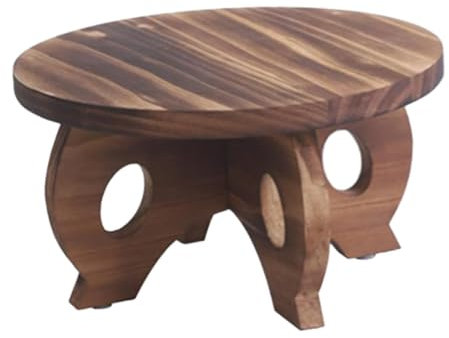 Dualoai Runder Blumentopfhalter Aus Holz, Tisch, Garten, Außen Und Innenbereich, Schlafzimmer, Blumentopfhalter, Pflanzgefäß, Eckregal , Braun