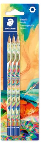 Staedtler 170 Bleistift, Hexagonaler Bleistift, Leicht radier- und spitzbar, Blisterkarte mit 3 Bleistiften in HB, 170BK3E2-2