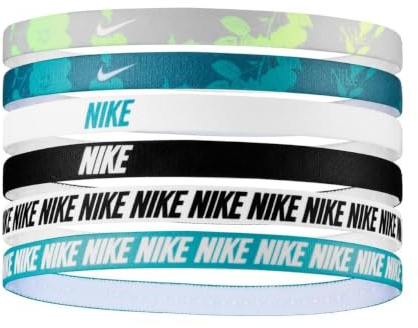 Nike Men's Flex Classic Headbands Printed 6 Pack Headbands Running Fitness Training Sports Hairband Set Elastic, Barely Volt/Dusty Cactus/White, One Size