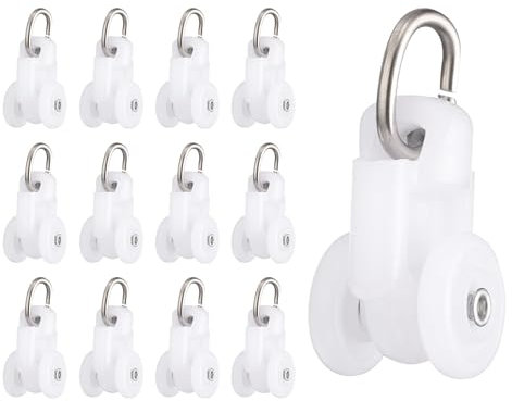 sourcing map 30Pcs Curtain Track Rollers Curtain Rail Pulleys Runners Plastic Ceiling Gliders with Dual Wheel Roller for Window Tracks Carrier Accessories (White)