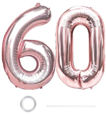 GoldRock XXL Luftballon 60 Geburtstag Deko Roségold, 40 Zoll Ballon Deko 60 Geburtstag Frau Mann, Zahlen Luftballons Geburtstage 60, Geburtstagsdeko 60 Jahre,Folienballon 60 für Jubiläum,60 Luftballon