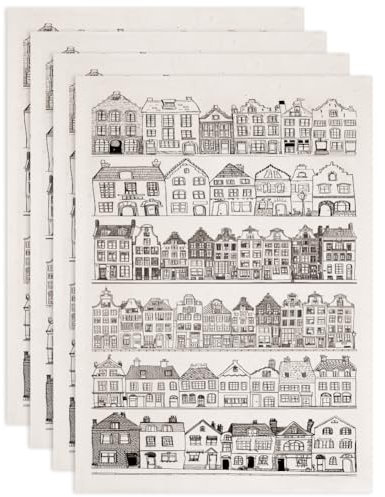 SUPERDANT 4 STÜCK Line House Unterglasur Transfers Aufkleberr Gebäude Porzellan Ton Transferpapier Keramik Unterglasur Blumenpapier für Keramiks Überglasur Emaille