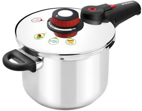 Olla a presión 9L 24cm, alta capacidad, fácil manejo, ideal para cocinar rápidamente y conservar nutrientes.