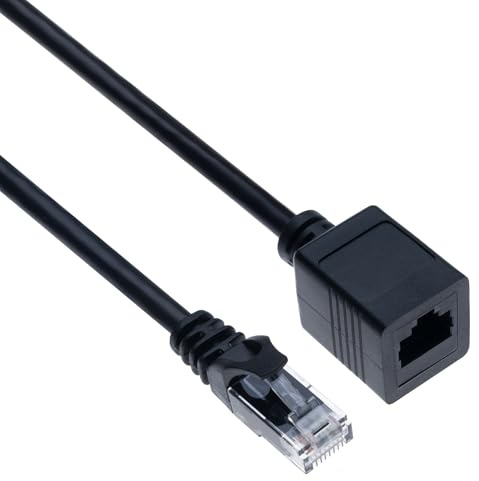 Keple Ethernet-Verlängerungskabel 2 m Cat6 RJ45 Stecker auf Buchse – Kompatibel mit Cat5/Cat5e/Cat6, PC, Laptop, Router, Modem, Switch, Smart-TV, Drucker, CCTV (Schwarz)
