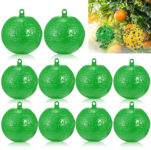 10er-Pack Hängende Fliegenfallen – Klebrige Ballfliegenfallen, Fruchtfliegenfänger, Schädlingsfänger for Den Außenbereich, for Höfe, Obstgärten(Green)
