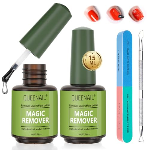 2 pieces Gel nail polish remover Kit,Professional Gel polish Remover easy to remover,Fast gel Remover with Nail File & Polish Scraper,Easy to use,Nail Salon Home Use