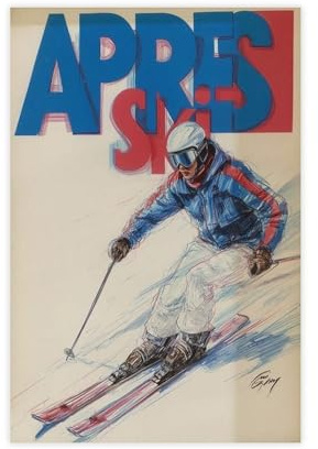 WOPIYNAG Vintage-Ski-Poster, Leinwand, Poster, Schlafzimmer, Dekoration, Landschaftsdekoration, Geschenk, 50 x 75 cm