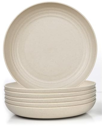 Generisch Lot de 6 Assiettes Creuses 25 cm Beige