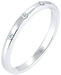 Elli DIAMONDS Ring Women Band Ring with Diamond (0.045 ct) in 925 Sterling Silver