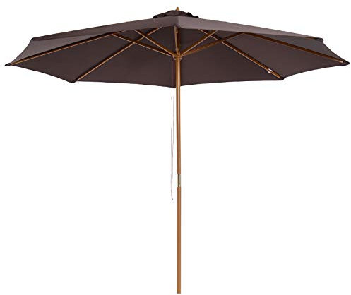 Outsunny – Sombrilla (redonda de jardín, balcón, terraza, de madera de bambú con 8 espaciadores Φ3 X 2,5 m, color café