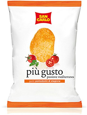 20 BUSTE PATATINE SAN CARLO PIU' GUSTO PASSIONE MEDITERRANEA 50 GR POMODORINI DI STAGIONE