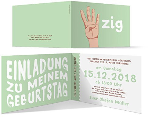 Kartenmachen.de 10 x Einladungskarten runder Geburtstag 40 Jahre Geburtstagseinladungen - Handzeichen