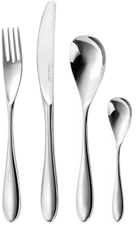 Robert Welch Bourton Bright, 24 Piece Cutlery Set for 6 People. Made from Stainless Steel. Dishwasher Safe.