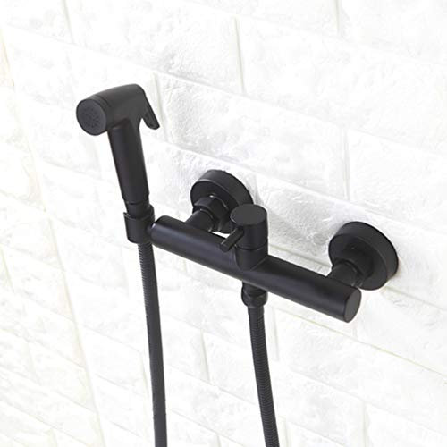 FZHLR Matte Black Badezimmer Wc Bidet-Spray-Hot & Cold Mischventil Mit Schlauch, Handbidet, Beweglicher Hand Bidet Brausenset Retro