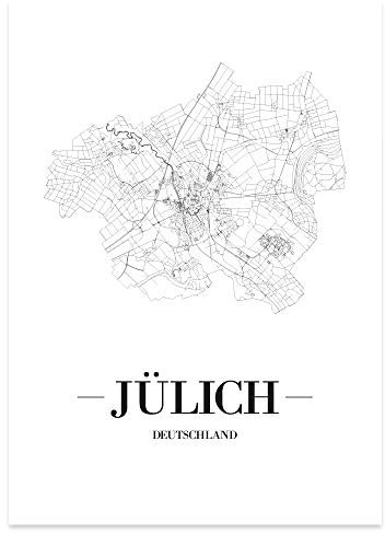 JUNIWORDS Stadtposter - Wähle Deine Stadt - Jülich - 30 x 40 cm Poster - Schrift A - Weiß