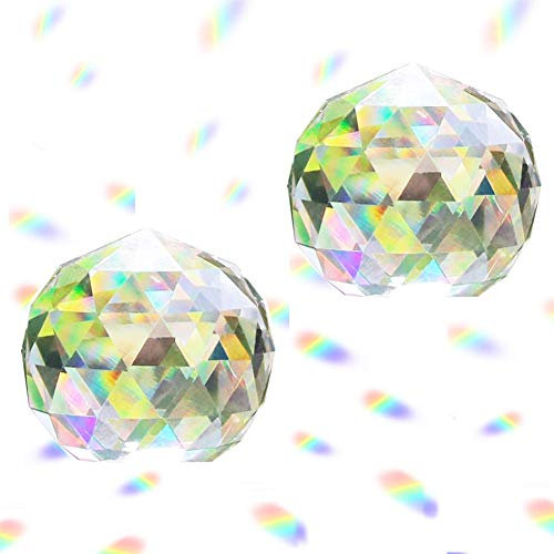 Kristallkugel, Prismen, Fenster, Regenbogenmacher, Kugel, facettierte Kugel, Prisma, Sonnenfänger für Heimdekoration, Feng Shui, 2 Stück