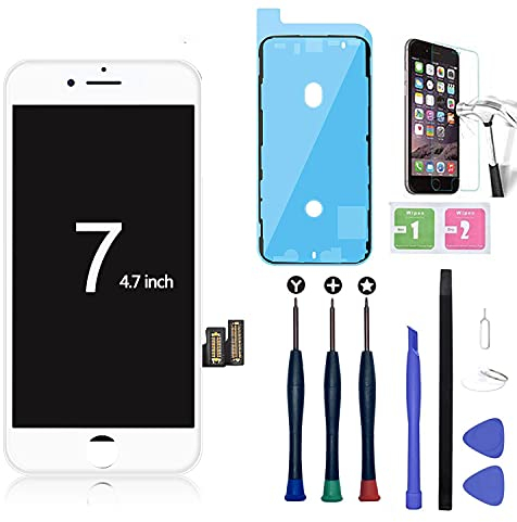 Xlhama Écran Tactile LCD Compatible pour iPhone 7 Blanc Assemblé avec Kit de Réparation Protection d’écran 4.7 Pouces sans Bouton Home