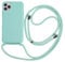 TANGNI Handykette Hülle für iPhone SE 2020 6/7/8(4.7) - Silikon Schutzhülle mit Kordel zum Umhängen - Kantenschutz und verchromte Schutzkappen - Hands-free Trageoption - Türkis