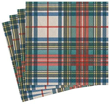 Caspari Dress Stewart Cocktail-Servietten aus Papier, Schottenkaro, 20 Stück pro Packung