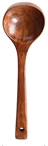 Anawakia Wooden Large Spoon Wooden Long Soup Ladle Rice Scoop 24.5cm