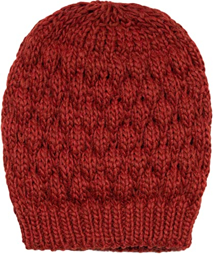 styleBREAKER Damen Strick Beanie Mütze mit Bubblemuster, Einfarbige Winter, Raspberry Pattern Strickmütze 04024193, Farbe:Cognac