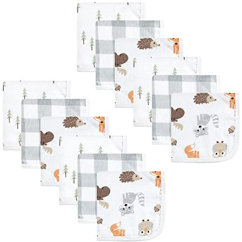 Hudson Baby Gant de Toilette Unisexe en Mousseline de Coton, Motif forêt, Taille Unique