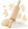 TIMELEOS Teigroller klein - Nudelholz klein - Kinder Kindernudelholz - Nudelholz als Backzubehör - Kinder-Teigrolle für Knete aus Buchenholz zum Teigrollen stabil (1x Teigrolle klein 22.5x4.5x4.5cm)