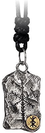 ForFox Wikinger 925 Sterling Silber Binden Runes Schutz Vegvisir Kompass Anhänger Halskette mit Hammer Textur für Herren Damen,Wachsseil