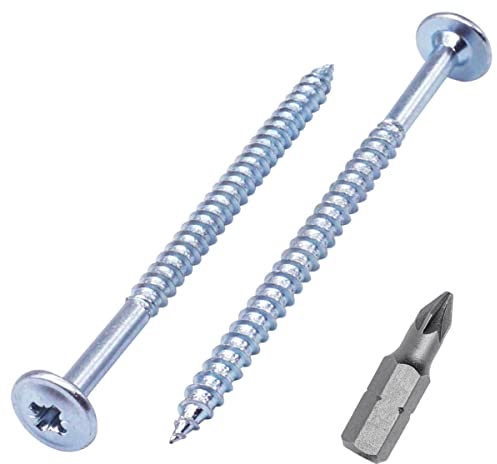 SKIR'CO Lot de 40 vis à bois en acier zingué 4,0 x 65 mm Argent Vis à métaux Tête gaufrette Pozidriv Auto-taraudeuses
