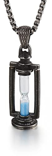 Sablier Rétro Long Colliers Pendentifs Chaîne Punk Hip Hop pour Garçon Mâle Titane Acier Bijoux Créativité Cadeau