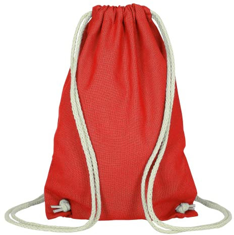 TEXXILLA Event-Bag - 11 Farben | mit robusten Zugbändern | 21x29cm | Jutebeutel | kleiner Turnbeutel | unbedruckt, Farbe:rot