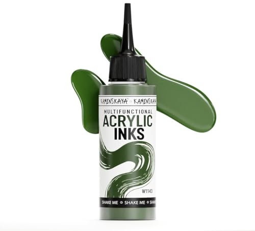 Kamenskaya Encres acryliques - ’Vert kaki’ Encre acrylique, 3.38 Fl Oz (100 ml)