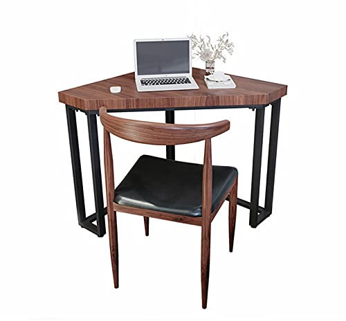 Schreibtisch Dreieckiger Schreibtisch Home Kiefer Eckschreibtisch Einfacher Stil Eckschreibtisch, stabiler Metallrahmen mit verstellbaren Füßen Pad, Retro Braun PC Tisch Arbeitszimmer Tisch (Größe: