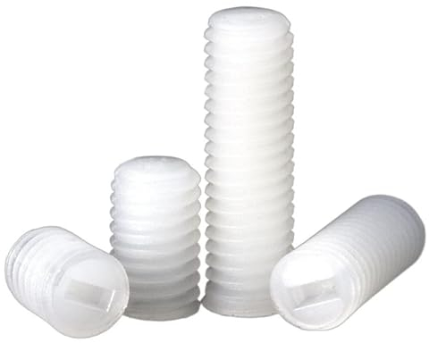 50 Stück M3 M4 M5 M6 M8 Weiße Nylon-Kunststoff-Schlitzkopf-Gewindestifte mit Flacher Spitze Madenschrauben (Color : 50pcs, Size : M4 x 6mm)