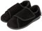 HomeTop Men's Corduroy Slippers Comfy Adjustable Hook and Loop Memory Foam Wide Indoor House Shoes for Diabetic Swollen Feet Black, 10 UK