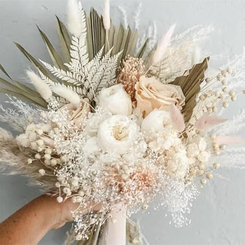 Getrockneter Brautstrauß für Brautjungfern, Boho, getrocknete Blumen, Rosenstrauß, Hochzeitsaccessoires, Heimdekoration, 1 Stück, 45–50 cm