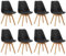 WAFTING 8er Set Esszimmerstühle mit Massivholz Buche Bein, Gummifüße und Gepolsterter Eleganter Küchenstuhl für Wohnzimmer, Esszimmer, Küchen, Schlafzimmer, Schwarz