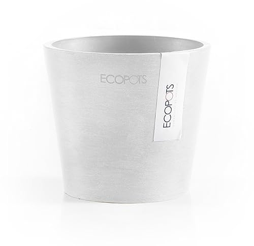 Ecopots Blumentopf Amsterdam Weiß - Durchmesser Ø 40 cm rund groß - Pflanzentopf aus Recycling Kunststoff - Übertopf modern für Indoor und Outdoor