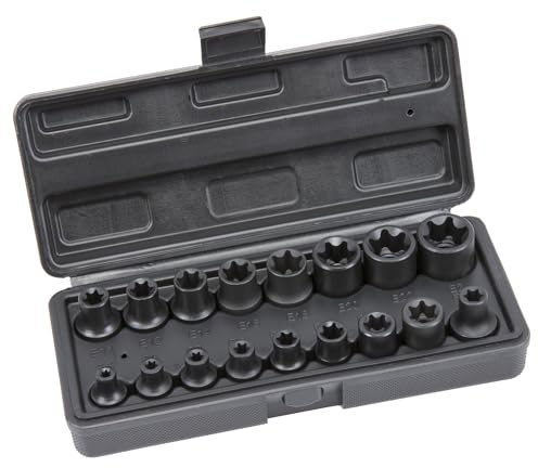 RepTools Kraft Steckschlüssel Satz für Torx Außen E5-E24 E-Profil 1/2 3/8 | Schlagschrauber Nüsse Stecknuss Set 17-teilig
