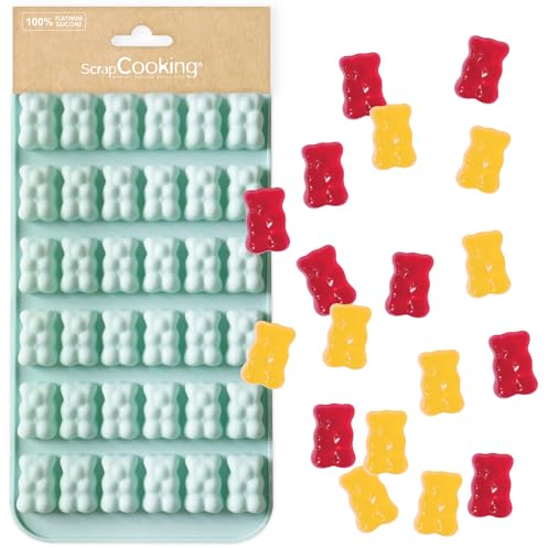 ScrapCooking - Moule à Bonbons Oursons - Moule Silicone Pâtisserie Nounours - Apte Four & Congélateur - Moule Pâtisserie Gâteau Enfant - Ustensile Souple - Vert d’Eau - 6733