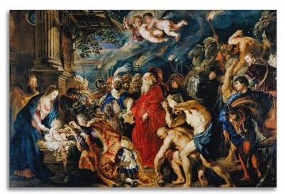Poster Adoration of The Magi von Peter Paul Rubens (2), Kunstdruck auf Leinwand, Wandfarbe, Kunstdekor, moderne Wohnkunstwerke, Geschenkidee, 50 x 75 cm