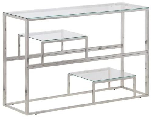vidaXL Konsolentisch Silbern Edelstahl und Hartglas