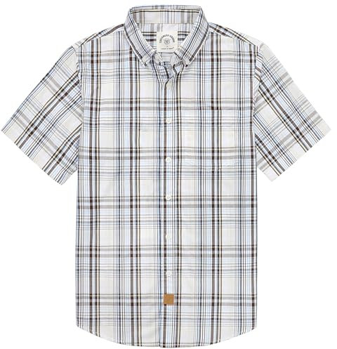 Dubinik® Chemise Homme Manches Courtes Carreaux De Travail Poche Casual Été Chemisette Homme Bouton Chemise Carreaux Homme