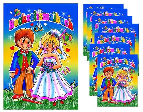 Libetui 8 Malbücher Hochzeit mini Hochzeitsmalbuch Mitgebsel Geschenke Kinder Beschätigung Hochzeit Malbuch Kindermalbuch Größe B6