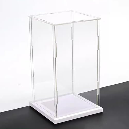 Acrylique Vitrine en verre pour collection Vitrine Acrylique Transparente De Grand Magasin, Vitrine Anti-poussière Pour Figurines D'action Claires Avec Base Blanche, Présentoir D'organisateur De Burea